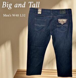 Access Apparel Big Men’s W48 L32 Straight Fit Raw Indigo AP14033X